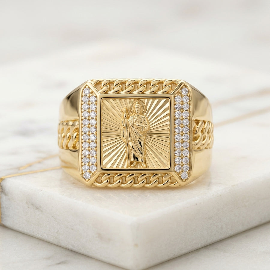Anillo Hollow 10K Men Fancy Ring cz 11 4.38