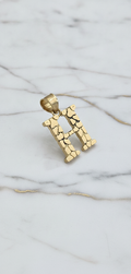 Dije Letra Inicial H Textura Nugget (Pepita de Oro) en Oro Amarillo 10K (0.98g)