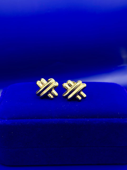 Omega Cross Style Earrings 10k