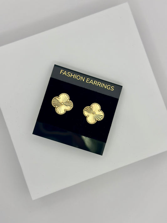 Aretes Clover dorado grande 10k