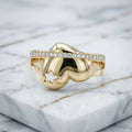 Anillo Corazón Estrella y Pavé en Oro Amarillo 10K