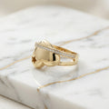 Anillo Corazón Estrella y Pavé en Oro Amarillo 10K
