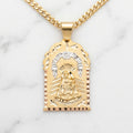 Combo Oferta: Cadena Cubana (Size 22" o 24") con Dije Capilla Virgen de la Caridad en Oro 10K (17.94g) + Reloj de Hombre a Elegir