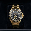 Reloj Invicta Diver Cuarzo Dorado para Hombre — Bisel Negro Graduado y Esfera Negra con Sub-Esfera (De Pila / No Oro) - 1435